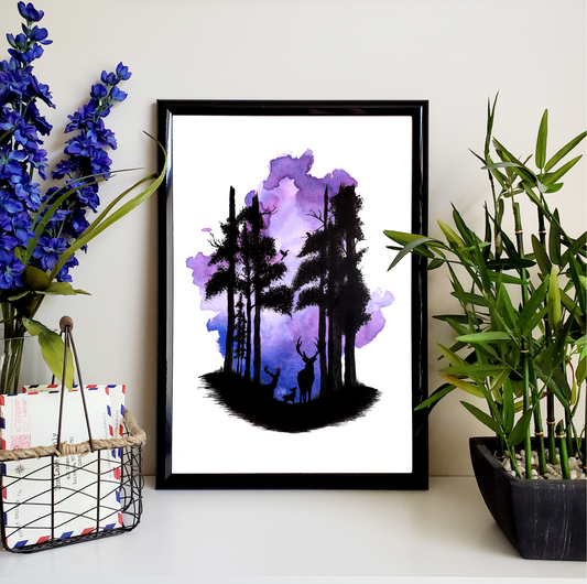 Deer in the Forest Print