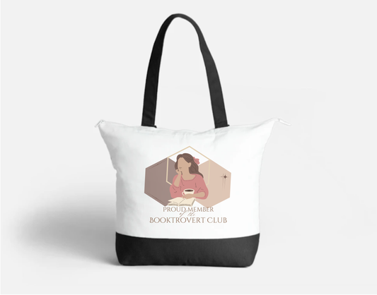 Booktrovert Club Zipper Cotton Tote